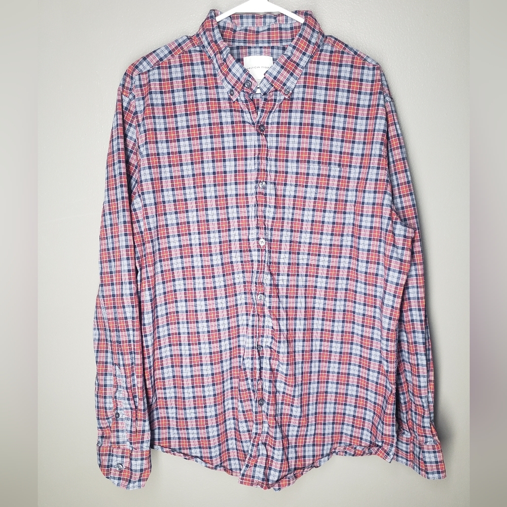 American Eagle Outfitters Mens Button Down Plaid Shirt Long Sleeve Size XL 2018